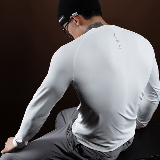 Monster Guardians new product N series men's spring and autumn breathable sports leisure fitness long-sleeved T-shirt Henry shirt White_White M