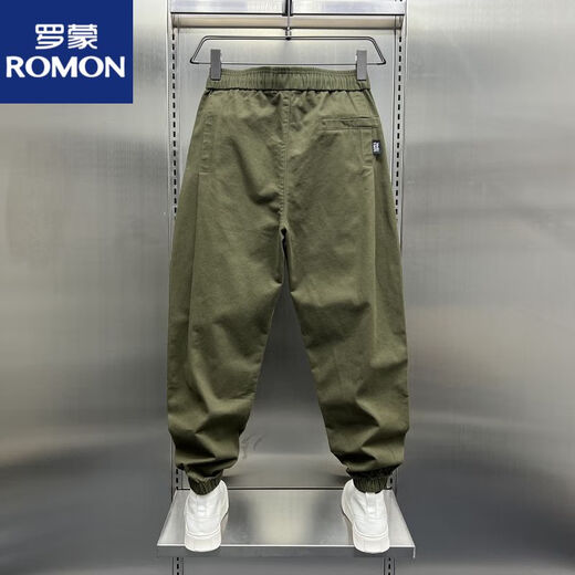 Romon Herbst Herrenhose Neue Stil trendy losen vielseitigen Bindungen für junge Khaki -Arbeitskleidung Casual Hosen trendy militärisches grünes Gewicht 125.140jin [Jin entspricht 0,5 kg]