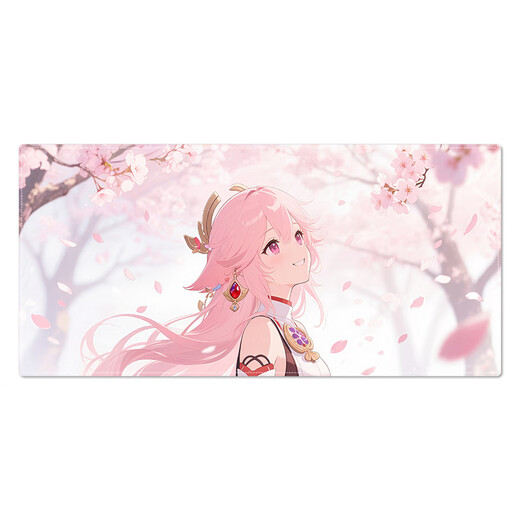 汝沁莲二次元电竞鼠标垫超大号护手腕男女生办公家用学习防滑书桌垫高颜值电脑游戏动漫耐磨键盘垫 15619樱花少女 长600mmX宽300mmX厚2mm