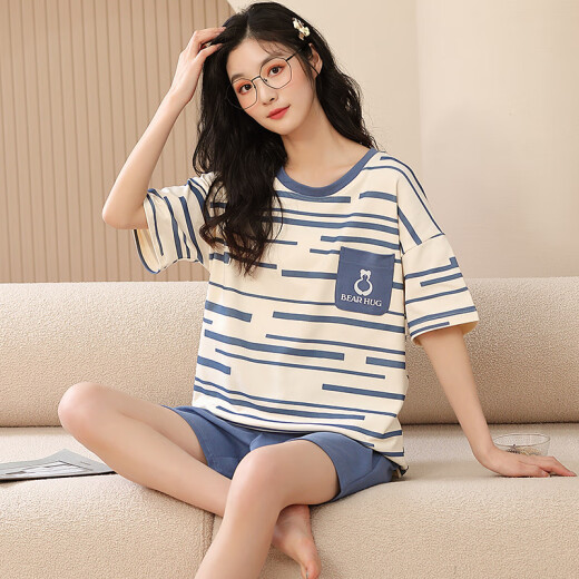Victoria's style ladies summer pajamas set with chest pad cotton summer shorts shorts for girls loose and fashionable home clothes B6636 (fixed chest pad) M size recommended 70-85 Jin [Jin equals 0.5 kg]