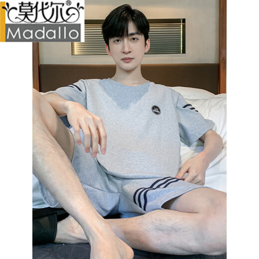 莫代尔男士睡衣男款夏季薄款短袖短裤加肥加大码中青年可外穿家居服套装 9928# L [建议100-120斤]