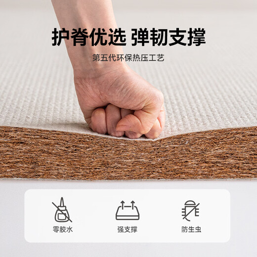 Genji Wood Language Full Pad Zero Glue Mattress Customized Brown Mat Natural Eco-Friendly Coconut Palm Hard Mat Latex Ridge Guard Spring Simmons Thick Latex Mattress (Thickness 22cm/Hard H2) Full Pad Zero Glue 1500mm*2000mm