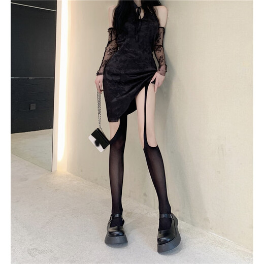 Nouveaux produits d'Halloween en stock Bas résille chauve-souris jacquard européens et américains, bas résille chauve-souris denses, bas résille jacquard 6189, taille unique (carte blanche opp)