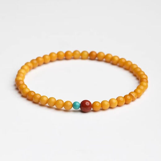 Fat Donglai quality amber beeswax bracelet natural women's chicken fat yellow southern red turquoise multi-treasure bracelet double three circles