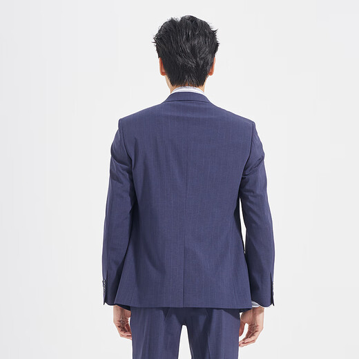 Lilang Youth Business Men's Double Elastic Suit Suit Men's Striped Easy-Care Suit Formal Two-piece Set Dark Blue (1SA) 175A