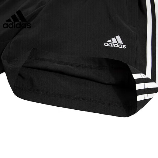 阿迪达斯 （adidas）短裤男裤子夏季梭织防风透气快干跑步训练健身运动裤 三条纹中裤 IC1484 XS