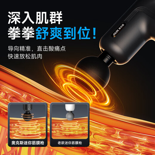 AUX fascia gun massager shoulder, neck, waist and back massager muscle and neck mask gun professional grade mini portable fitness muscle relaxation Chinese Valentine's Day birthday gift practical for men and women classic black 6-level adjustment + free 4 massage heads