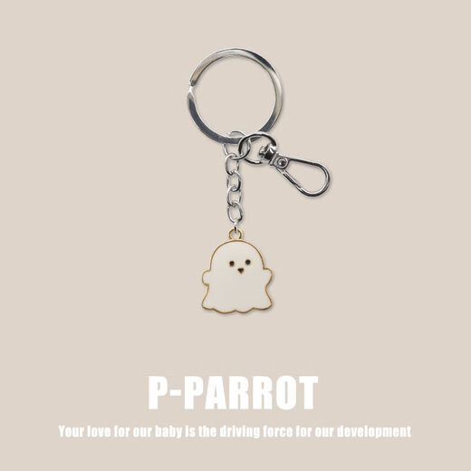 
[White Ghost] Keychain Simple Cartoon Accessories Men and Women's Schoolbags Keychain Couple Ornaments Black White + Black