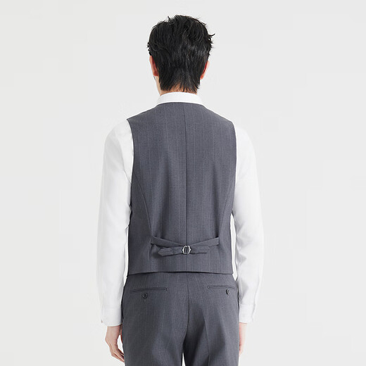 Lilan three-piece suit men's sheep wool blended formal suit business men's groom's wedding suit suit hem trousers blue gray (24QXF051SA) fitted version 170A