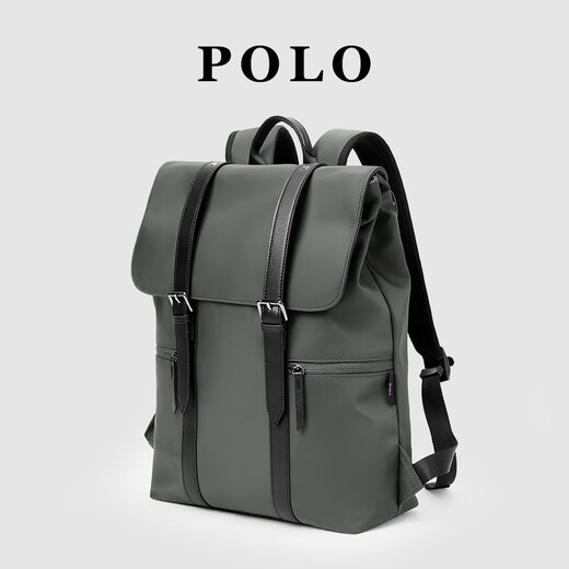Polo рюкзак для мужчин, модная пара, пара путешественников для женщин, 15,6-дюймовая компьютерная школа для студентов колледжа в 15,6 дюйма, серо-зеленый.