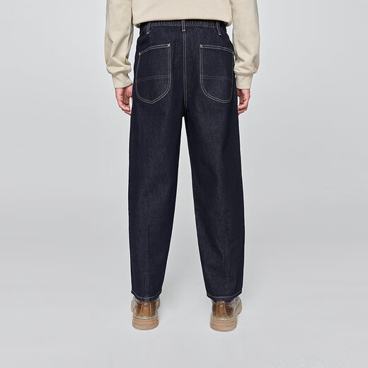 Lee Zhang Linghe endorses 25 autumn new elastic waist loose washable denim balloon pants for men and women trendy washable XL