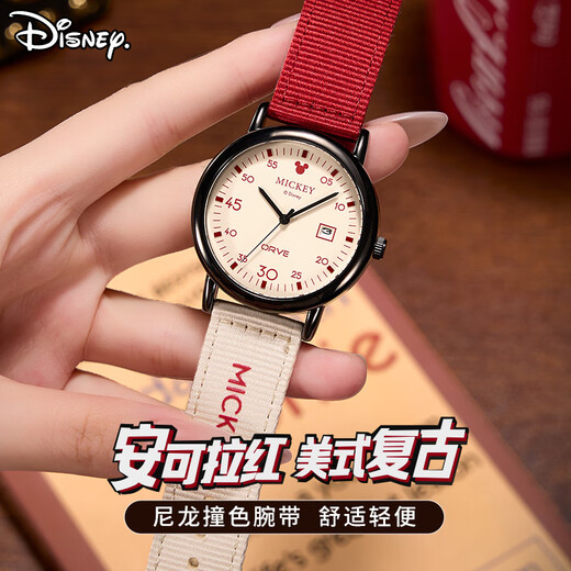 Disney (Disney) girl student canvas strap waterproof quartz watch good-looking girl junior high school student exam watch New Year gift