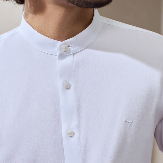 Qipai Chinese stand collar long-sleeved shirt men's 2025 autumn and winter new business national trend containing modal men's shirt Dabai 38