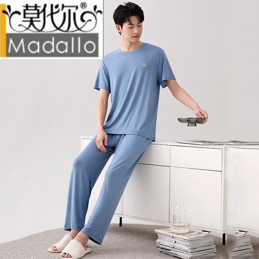 Modal Herren Pyjamas Sommer Herrenmodal kurzärmelige Hose Sommereiseisanzug Hauskleidung Plus Größe Jungen Männer kurzärmelige Hose LS2679 L [100-125Jin [Jin entspricht 0,5 kg]]