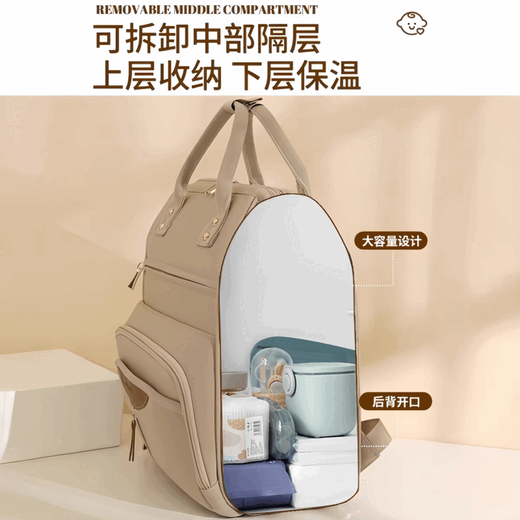Xulin Japanische Mutter- und Baby-Bag-Outing Muttertasche Leicht 2025 Neue hochkarätige Kapazität Multifunktionales Mama-Tasche Leichtes Gewicht [Khaki] Isolationsschicht kann abgenommen werden 30 l Super großer Kapazität