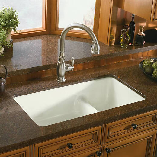 Yongfan Kohler K-6625-0 sur la plate-forme Andong, bassin de cuisine en fonte à double utilisation, cuisine à double caisse, etc. Basin de lavabo, bassin simple
