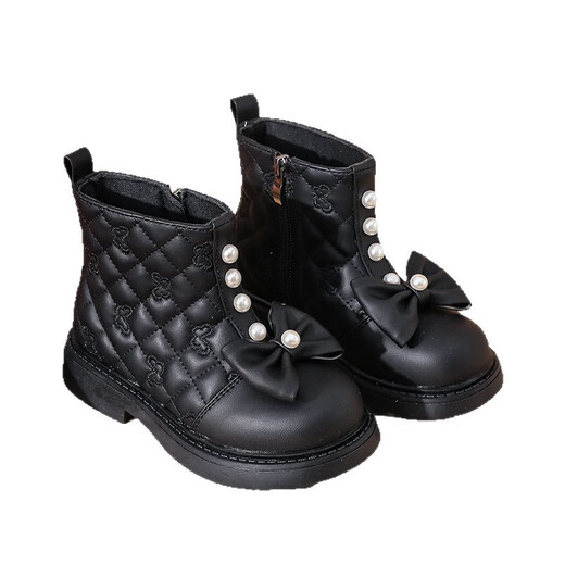 Mädchen Boots Kinder Martin Boots Herbst und Winter neuer Stil kleiner Mädchen Prinzessin Kurzstiefel Baby Lederstiefel Schüler modische Single -Stiefel Beige 28