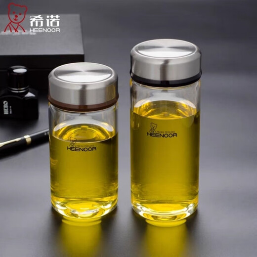 希诺（heenoor）希诺玻璃杯单层加厚透明家用耐热杯子男士便携 6196本色带滤网530ML