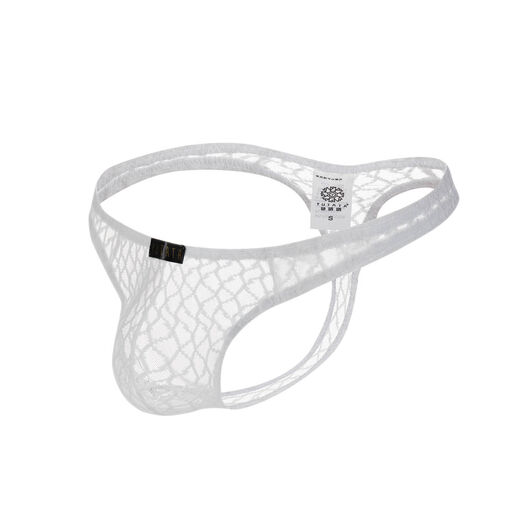 Men's thong sexy transparent lace U convex elastic youth fashion mesh breathable elastic see-through temptation trend white M105122Jin Jin equals 0.5 kg
