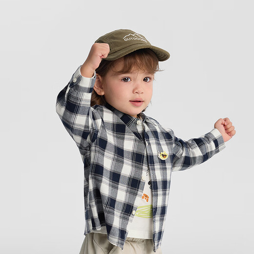 Balabala children's clothing baby shirt boys long-sleeved classic plaid shirt autumn super soft velvet, skin-friendly, comfortable and trendy black and white tones 00491-208325102103 120