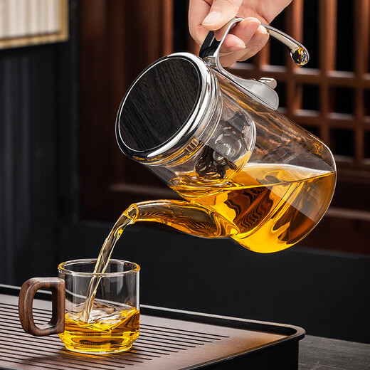 Congjian high-end new style magnetic elegant cup teapot tea water separation office glass tea maker home tea making artifact LX bright silver long mouth 750ml