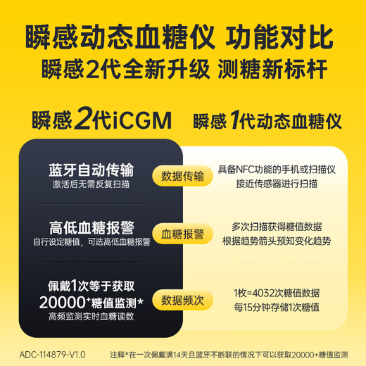 雅培动态血糖仪瞬感2代 免血糖试纸 进口医用高精准血糖动态监测仪2枚