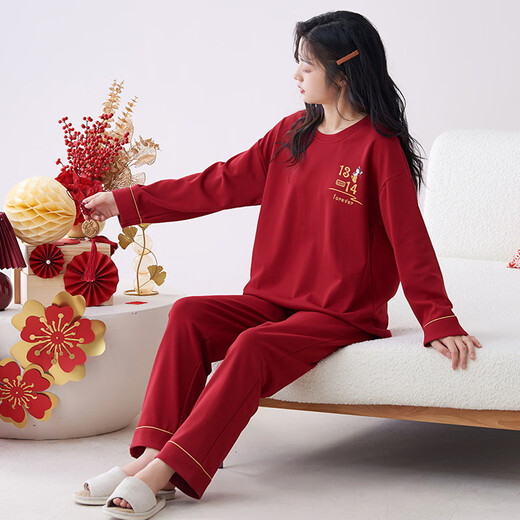 
Fenten pajamas for women in spring and autumn cotton long sleeves for women 2023 new suit for women in autumn artistic conception home clothing summer Z9227 women M