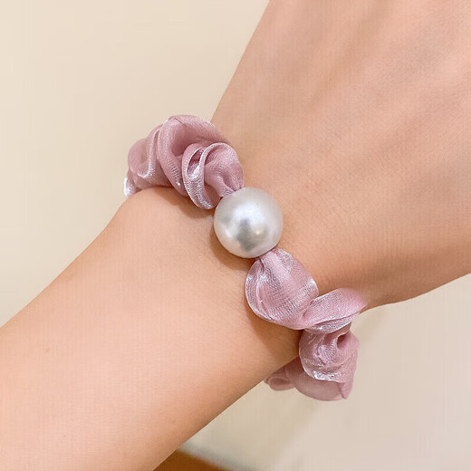 IMIESEVE children's hair accessories, pearl headband, high-end hair tie, simple pearl headband, Korean style super fairy organza imitation pearl, organza pearl hair tie, 2 pack, mixed color-