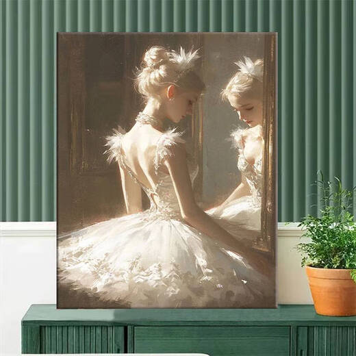 Yu Senyi's ballet girl digital oil painting 2024 new characters hand-filled DIY hand-painted colored oil painting W3882 40x60cm gold outer frame collapse solid wood inner frame +