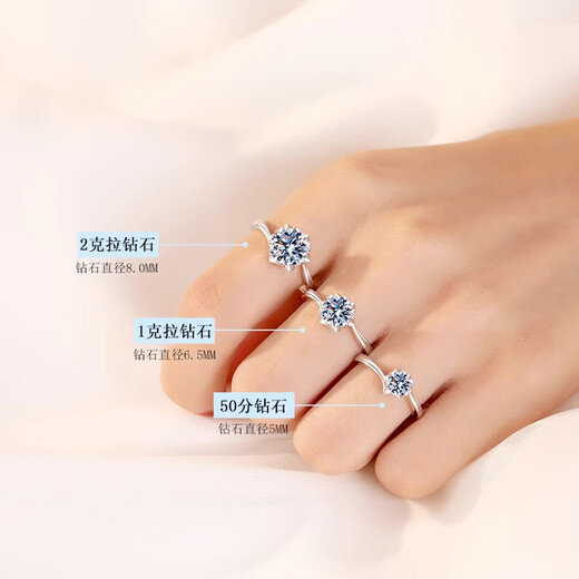 Counter Pt950 platinum ring, snowflake, 1 carat moissanite diamond ring, wedding proposal ring, birthday gift for girlfriend, light luxury 50-cent moissanite diamond ring, please contact customer service