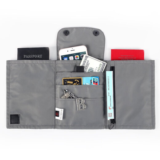 Fahrt im Ausland ID-Beutel Passportbag Halfer Hals Nylon High-End Passport Bag wasserdichte Wechseln Sie große Mobiltelefonbeutel Schwarz