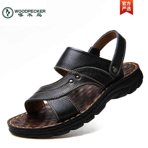 Holzspader Kopfschicht Cowide Herren Sandalen 2025 Sommer neuer echter Leder Beach Schuhe Herrenschuhe lässig große Größe Dual-Purple-Sandalen 12129 Gelbbraun 38