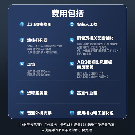 Gree (GREE) central air conditioner one-to-one four-star Yueduo online 6-horsepower Lingzhi 140 GMV-EH6WL/A multi-effect silent one-price all-inclusive package Gree Seiko installation state subsidies