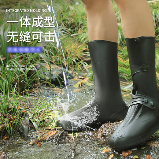 利雨雨鞋套男女高筒鞋套挡水挡滑雨靴加厚耐磨雨靴挡雨水鞋套批发 茶色【超厚款】 3XL 【44-45码】