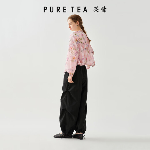 
Tea Su [Pastile] puretea Tea Su Light Outdoor Wood Ear Drawstring Coat Women's Stretch Condensation 25 Summer New Pink Purple L