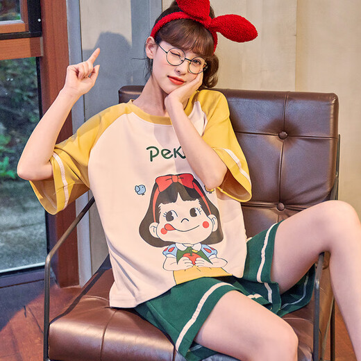 都市丽人睡衣女夏季可爱卡通韩版短袖两件套装公主风学生春秋天薄款家居服 松绿色 GXT6630图色 M (建议75-95斤)