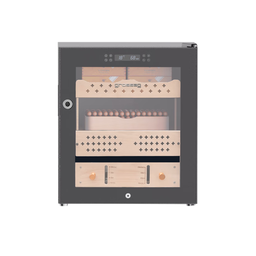Grossag monsoon series compressor cigar cabinet intelligent constant temperature and humidity humidifier cedar wood shelf WIFI version 48 liters can be embedded black 70L