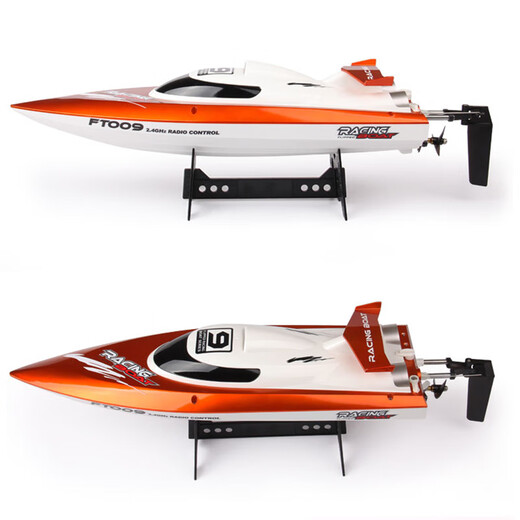 Complete remote control boat, high-speed speedboat, high-power, can be launched into the water, water toy boat, children's ship toy boat model, HJ806 elegant black, 46cm, non-pullable net, standard dual-electric fun version