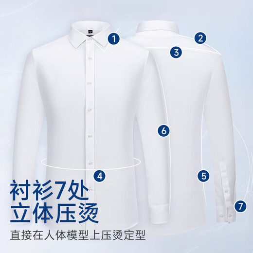 雅戈尔长袖衬衫男士棉免烫商务休闲职业正装纯色白衬衣 DP6636 三角蓝 42