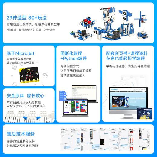 Yahboom Microbit Kit de robot de bloc de construction programmable Graphical Python Maker Education V2 Capteur d'entrée Version avancée (à l'exclusion de la carte mère Microbit)
