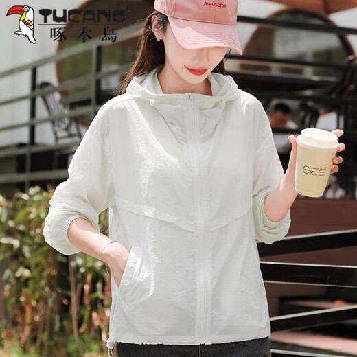 
Woodpecker (TUCANO) comfortable and versatile sun protection clothes for women in summer, light and breathable sun protection shirt loose hooded sun protection clothes long-sleeved jacket off-white M 110Jin [Jin equals 0.5 kg] or less