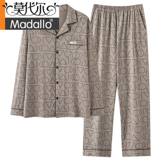 Modal Cardigan Long Ärmeln Herren-Pyjamas Set Frühling, Herbst, Sommer und Winter Baumwolle Home Kleidung Großgröße kann außerhalb koreanischer Schüler männlicher OMM12014 L getragen werden (empfohlene 100-120 Jin [Jin gleich 0,5 kg]))