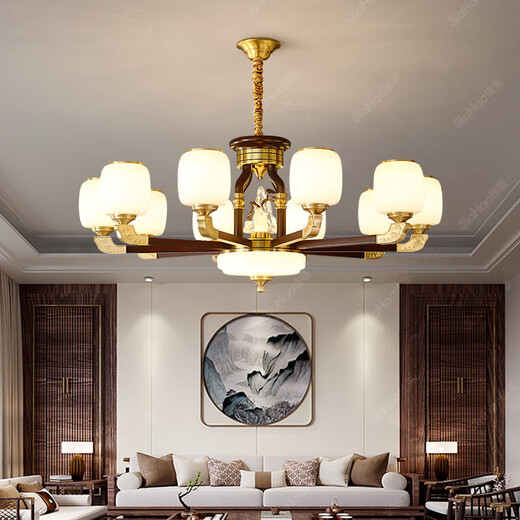 
Leshi (NVC) new Chinese chandeliers living room lamp dining room bedroom study lamp Chinese style hall main lamp simple atmospheric Chinese lantern 9928 head (full spectrum eye protection source)
