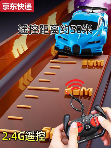 Pickup Cat Remote Control Car Charging Version Wireless Racing Driftable Fan Small Electric Toy Car for Boys 3 and 4 Years Old Bugatti Blue with LE Lights - 3 Sets of Lithium Batteries