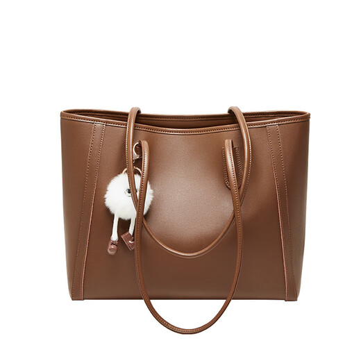 Kinstrdz Tote Bag Femme 2025 Nouvelle capacité de grande capacité en cuir authentique High Sense Commuter à une épaule sac d'anniversaire Brown Brown