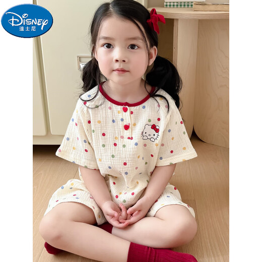 
DISNEY Disney Day Single Girls Pajamas Double Layer Gauze Parent-Child Baby Boys Fashion Summer Thin Shorts Colored Cat Cotton Shorts Shorts 150