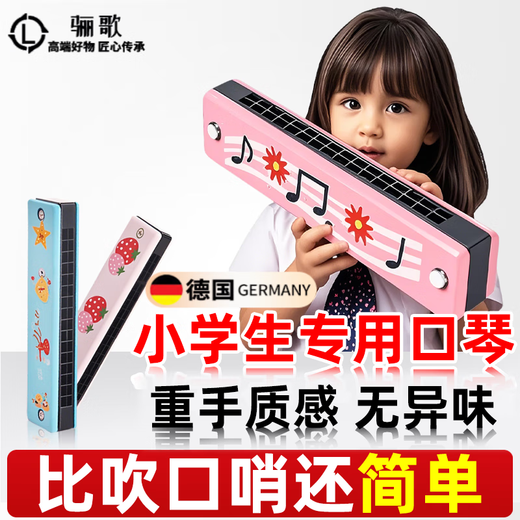 骊歌德国16孔口琴小学生专用入门儿童成人自学演奏级进口复音乐器 绿色小牛