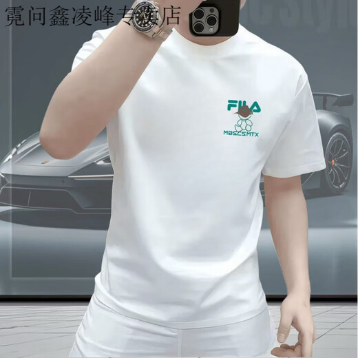 Camiseta de algodón de algodón de algodón de peso corto de estilo americano de Niwen Fa para hombres y mujeres Ins Round Neck Top de alas mimes Mr.De Black de manga corta (delantero D9764) XL Recomendación (150-170Jin [Jin equivale a 0.5 kg])