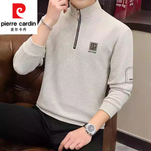 
Pierre cardin half-zipper sweatshirt for men in spring and autumn new casual trendy stand collar long-sleeved T-shirt for men versatile base shirt 6188 white M suggests 90-110Jin [Jin equals 0.5 kg]