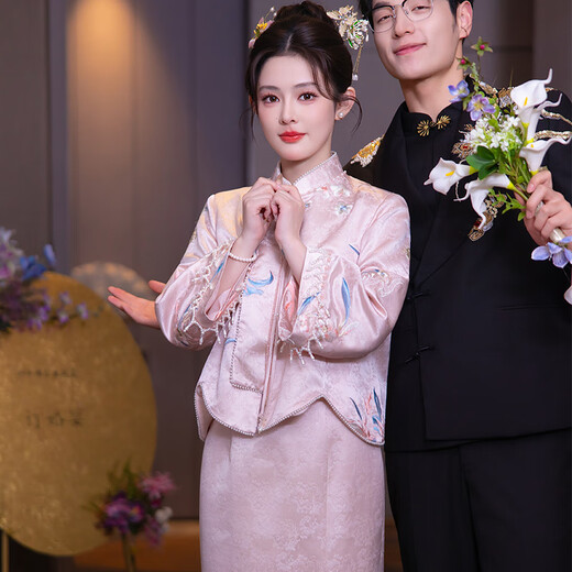 秀禾世家敬酒服礼服2025新款订婚套装新娘出阁旗袍两件套婚礼出阁仪式 N-983外套 （15天发货） L